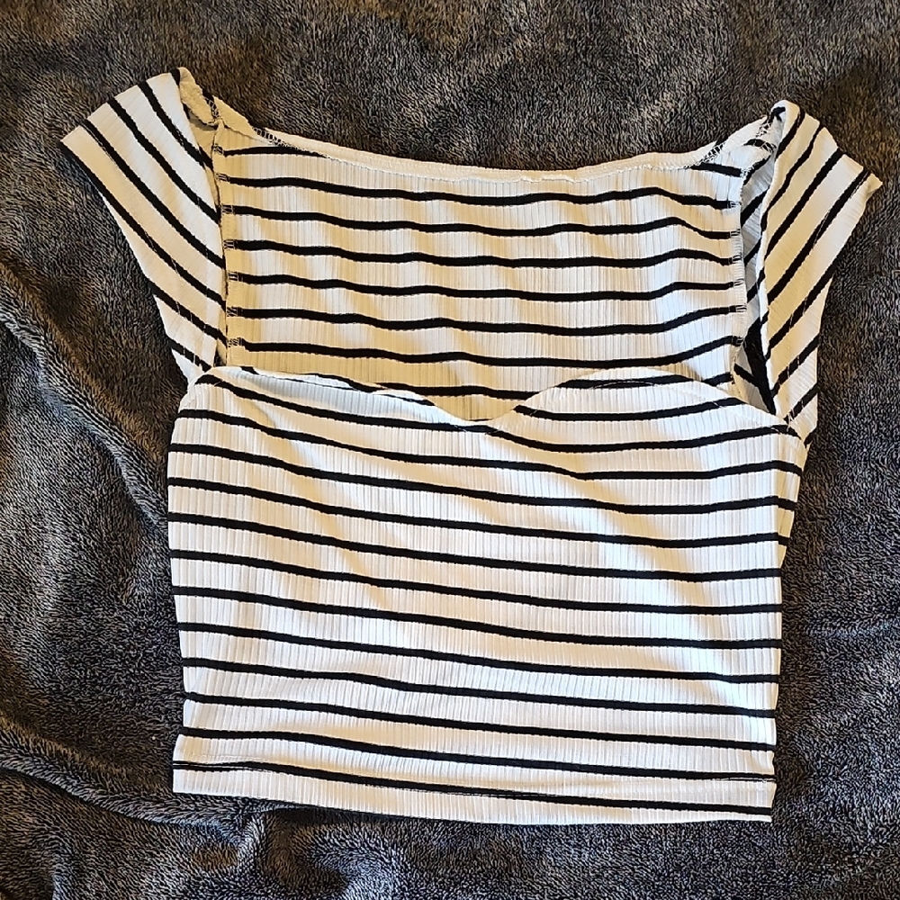 SHEIN Black and White Striped Tank Top